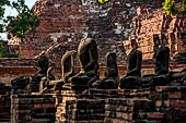 Ayutthaya, Thailand. Wat Mahathat, headless Buddha statues of a small vihara near the eastern side of the eclosure. 